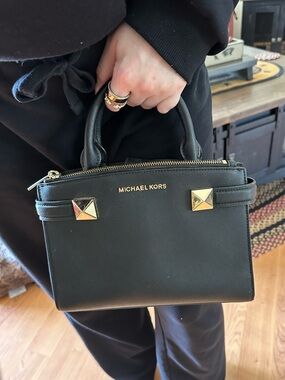 MICHAEL KORS Karla Black Saffiano Leather Satchel